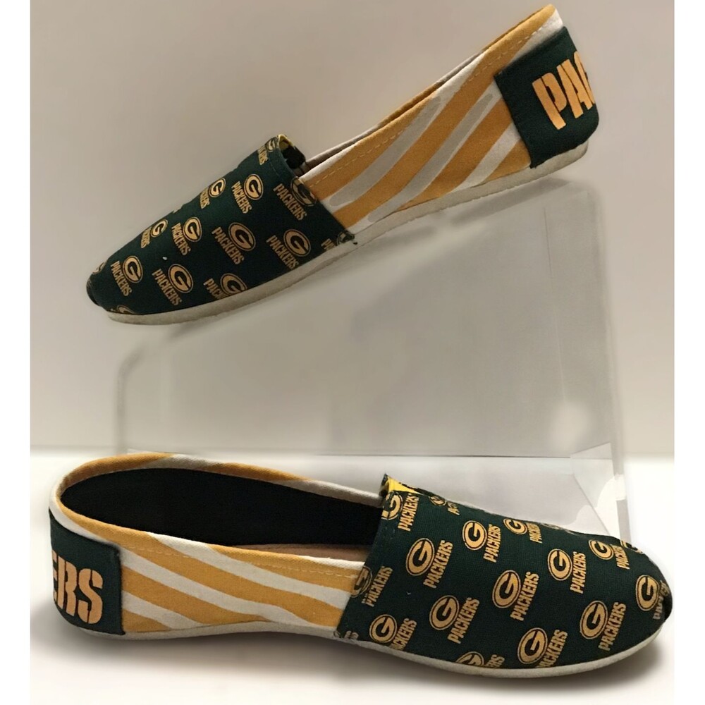 Green Bay Packers Shoes Womens Size Med 7 7.5 NFL Canvas Football Foco